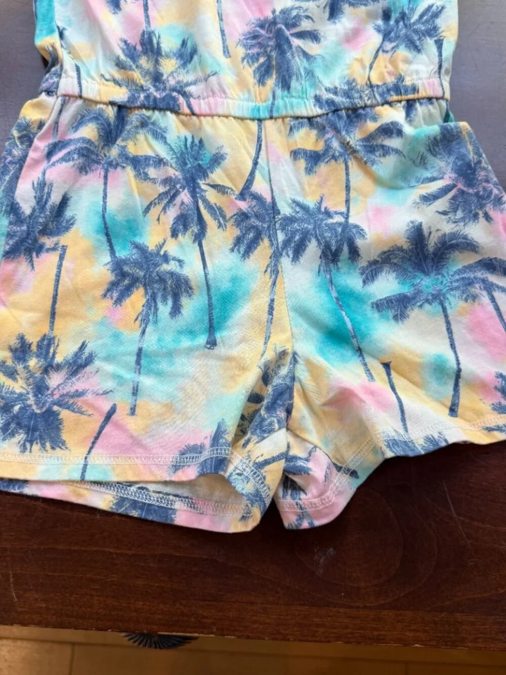 OLD NAVY Palm Tree Shorts Romper T Shirt Knit Size 8